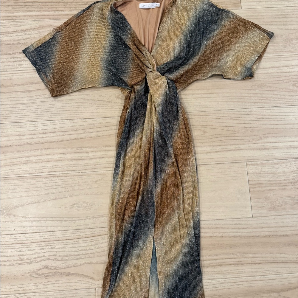 All in Favor Dolman Plissé Front Slit Dress
